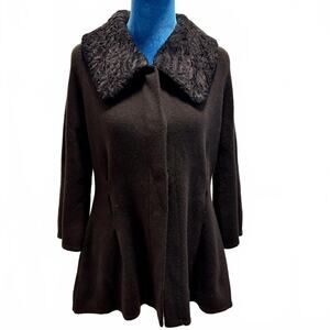 Vintage Y2K Neiman Marcus Cashmere Persian Lamb Fur Cardigan